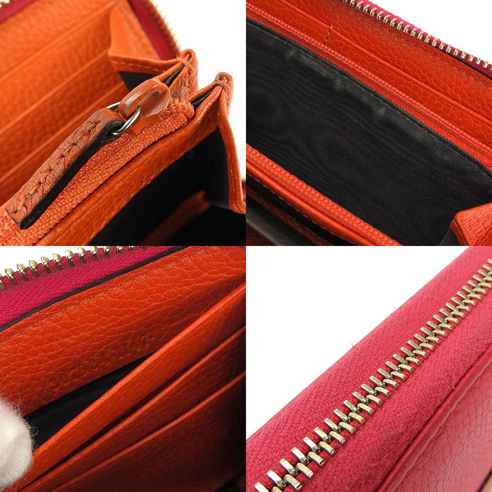 GUCCI Long Wallet Purse 307984 leather Orange Bamboo Women Used