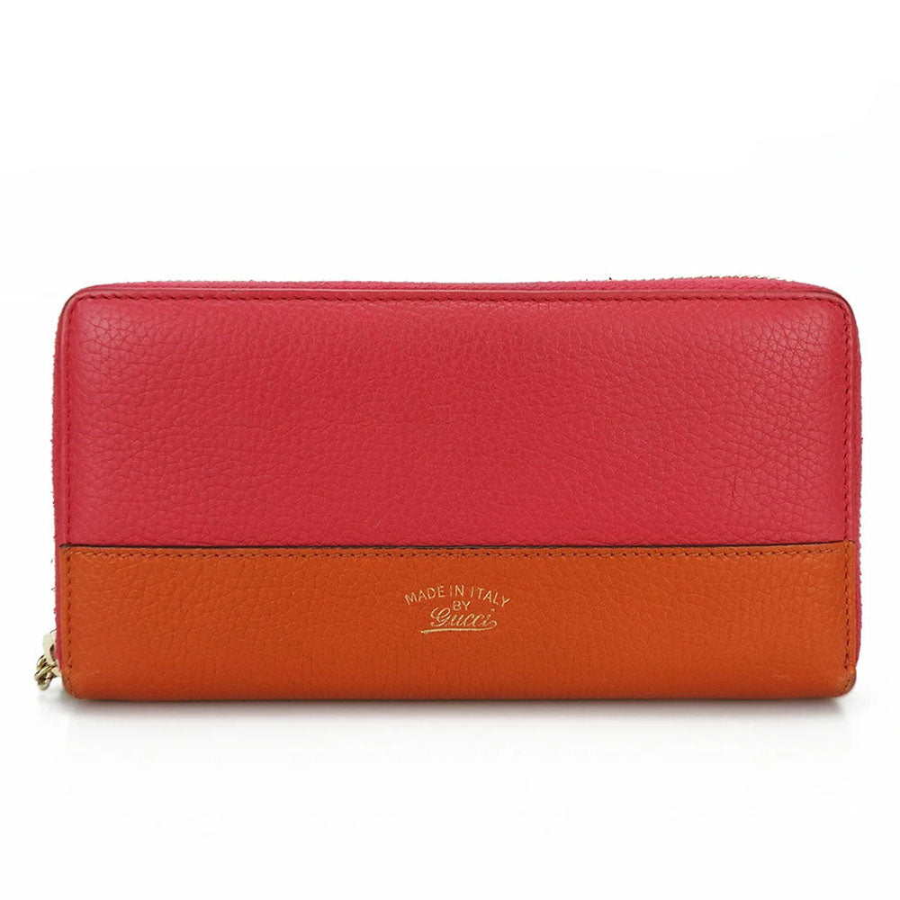 GUCCI Long Wallet Purse 307984 leather Orange Bamboo Women Used