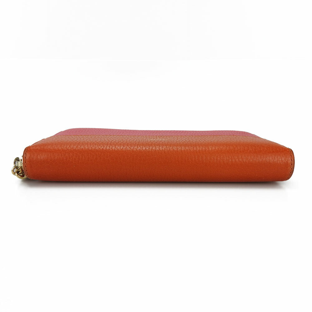 GUCCI Long Wallet Purse 307984 leather Orange Bamboo Women Used