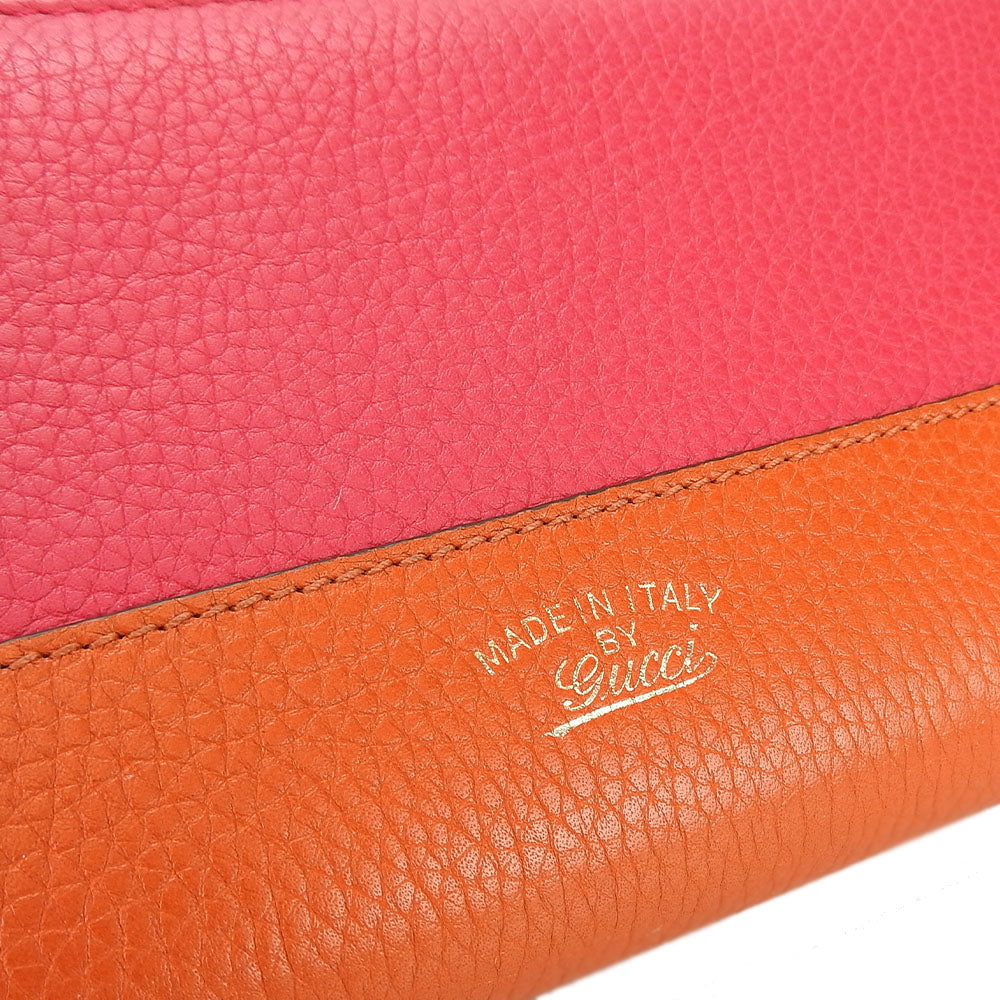GUCCI Long Wallet Purse 307984 leather Orange Bamboo Women Used