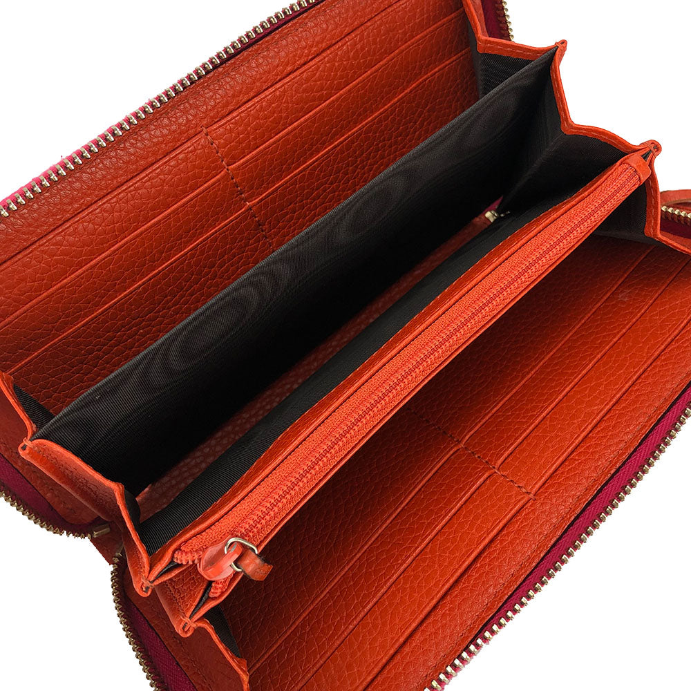 GUCCI Long Wallet Purse 307984 leather Orange Bamboo Women Used