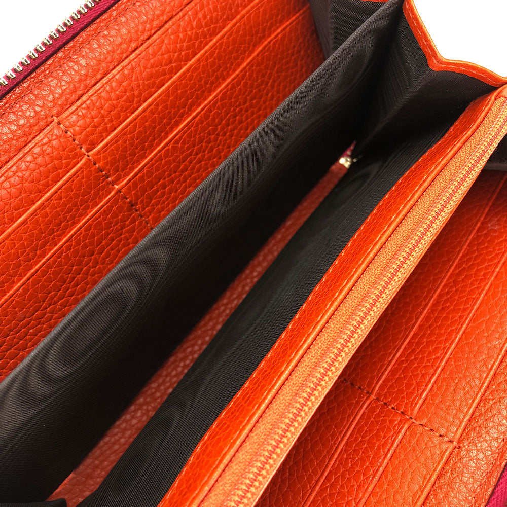 GUCCI Long Wallet Purse 307984 leather Orange Bamboo Women Used