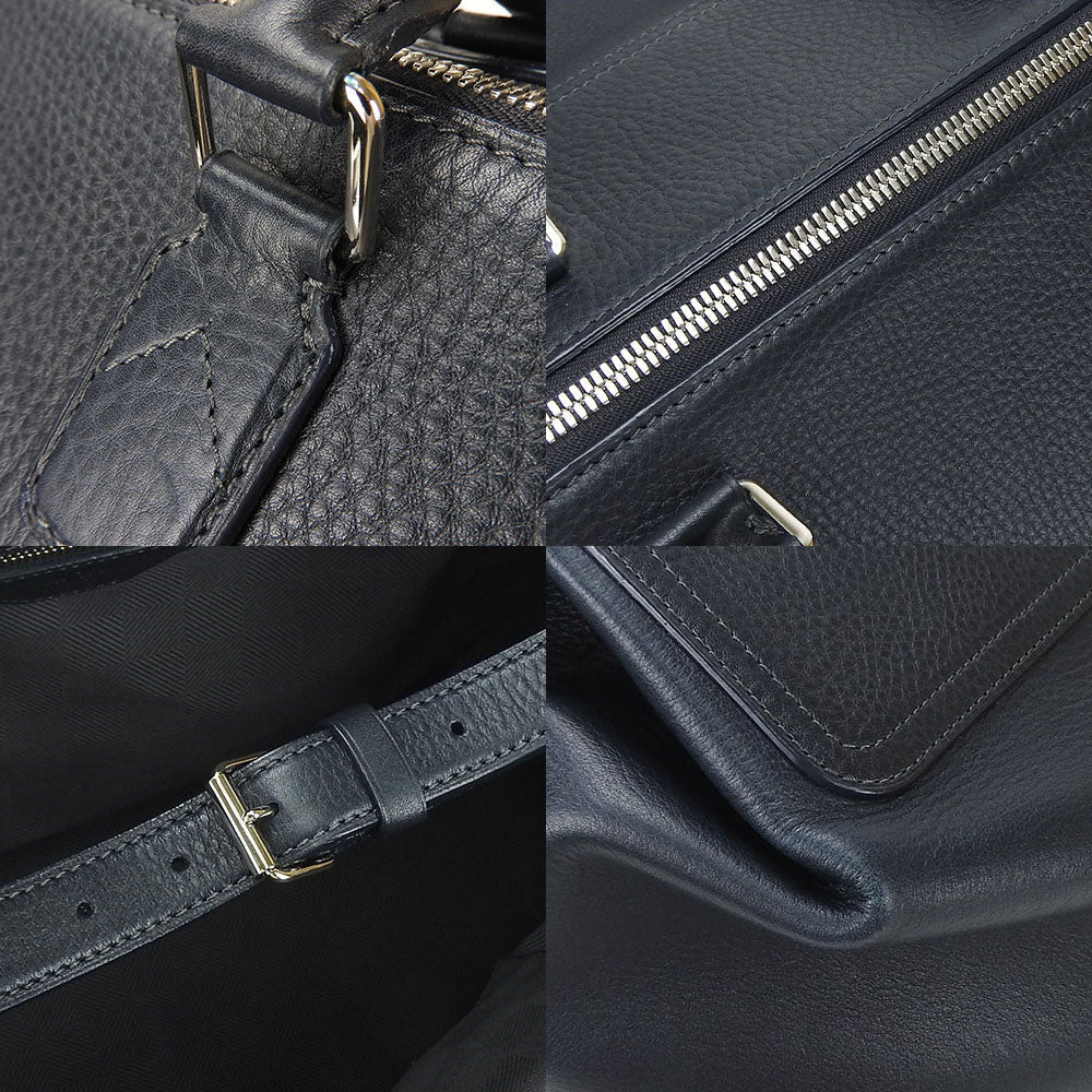 LOUIS VUITTON Boston Duffel bag M93172 Grain Calfskin Leather Navy Neo Greenwich mens Used