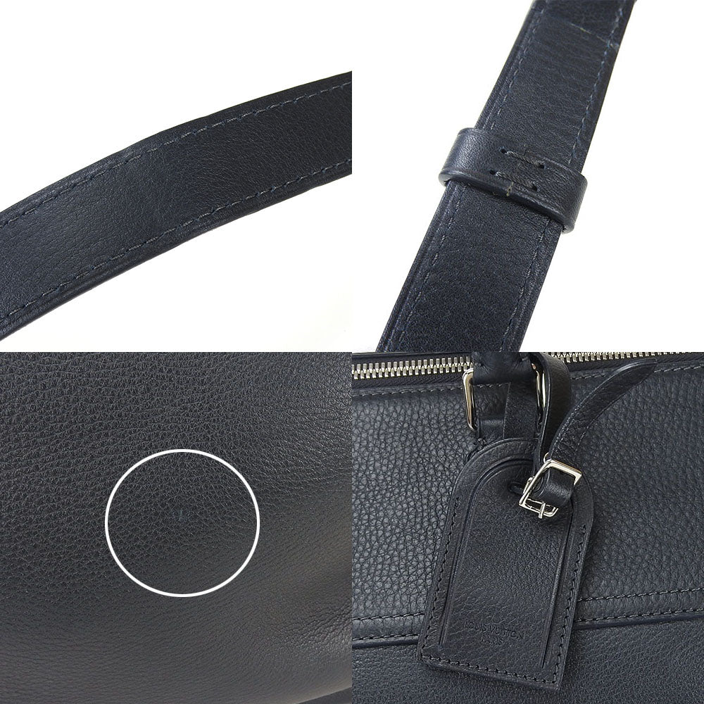 LOUIS VUITTON Boston Duffel bag M93172 Grain Calfskin Leather Navy Neo Greenwich mens Used