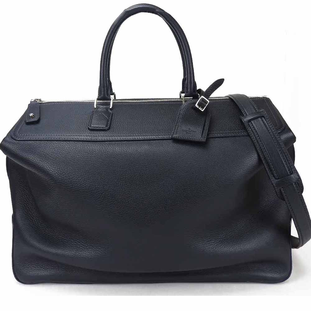 LOUIS VUITTON Boston Duffel bag M93172 Grain Calfskin Leather Navy Neo Greenwich mens Used