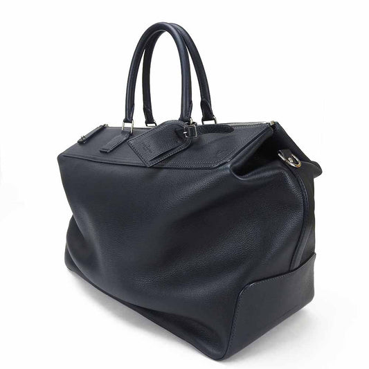 LOUIS VUITTON Boston Duffel bag M93172 Grain Calfskin Leather Navy Neo Greenwich mens Used