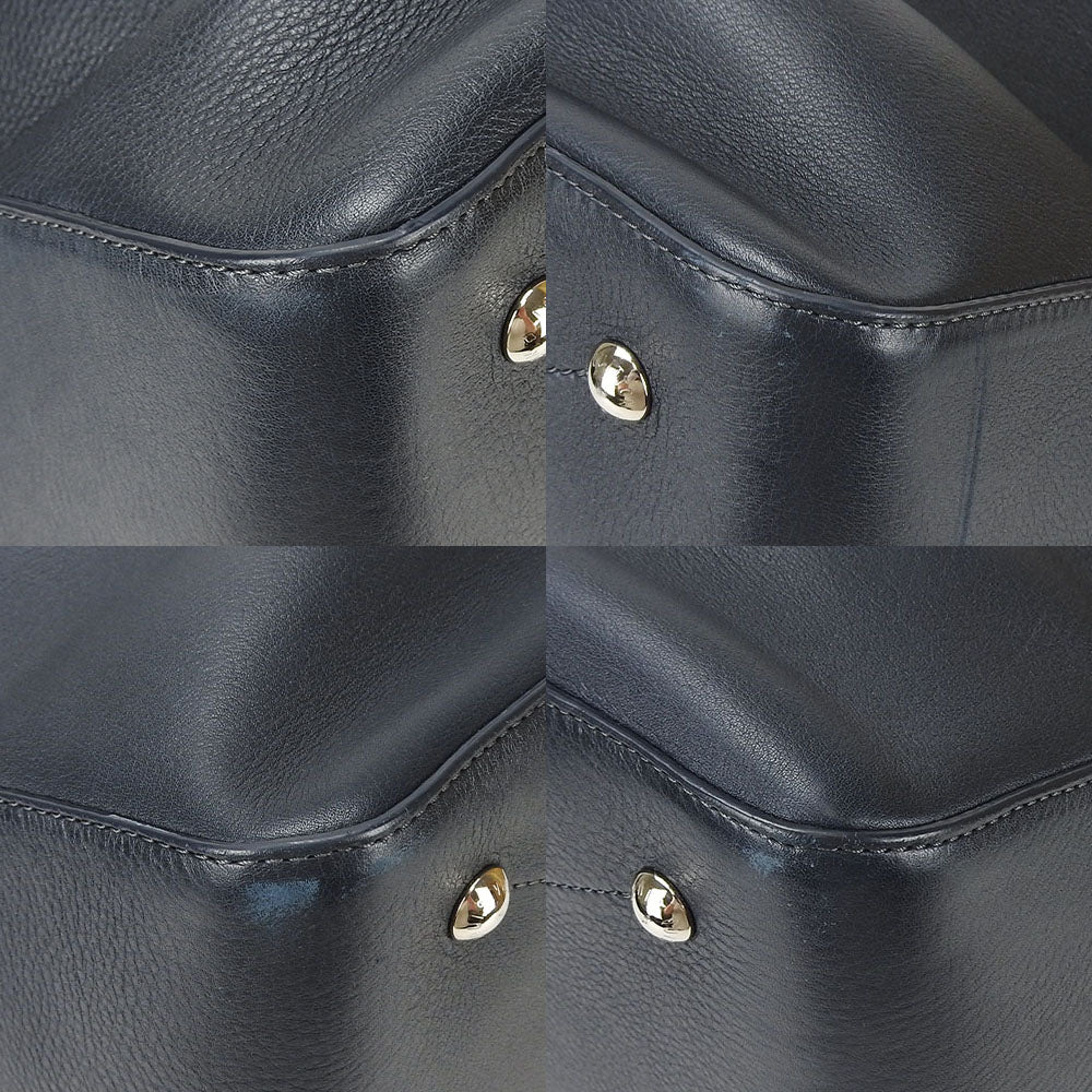 LOUIS VUITTON Boston Duffel bag M93172 Grain Calfskin Leather Navy Neo Greenwich mens Used