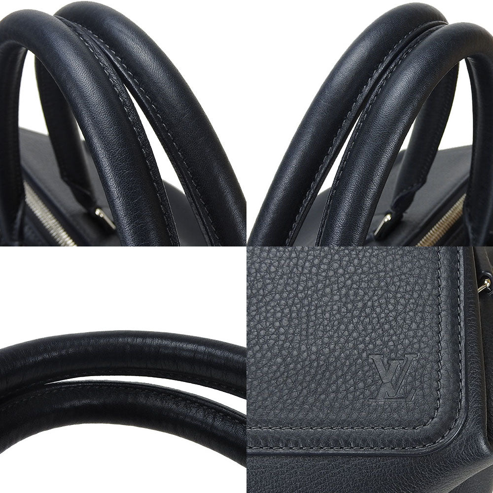 LOUIS VUITTON Boston Duffel bag M93172 Grain Calfskin Leather Navy Neo Greenwich mens Used