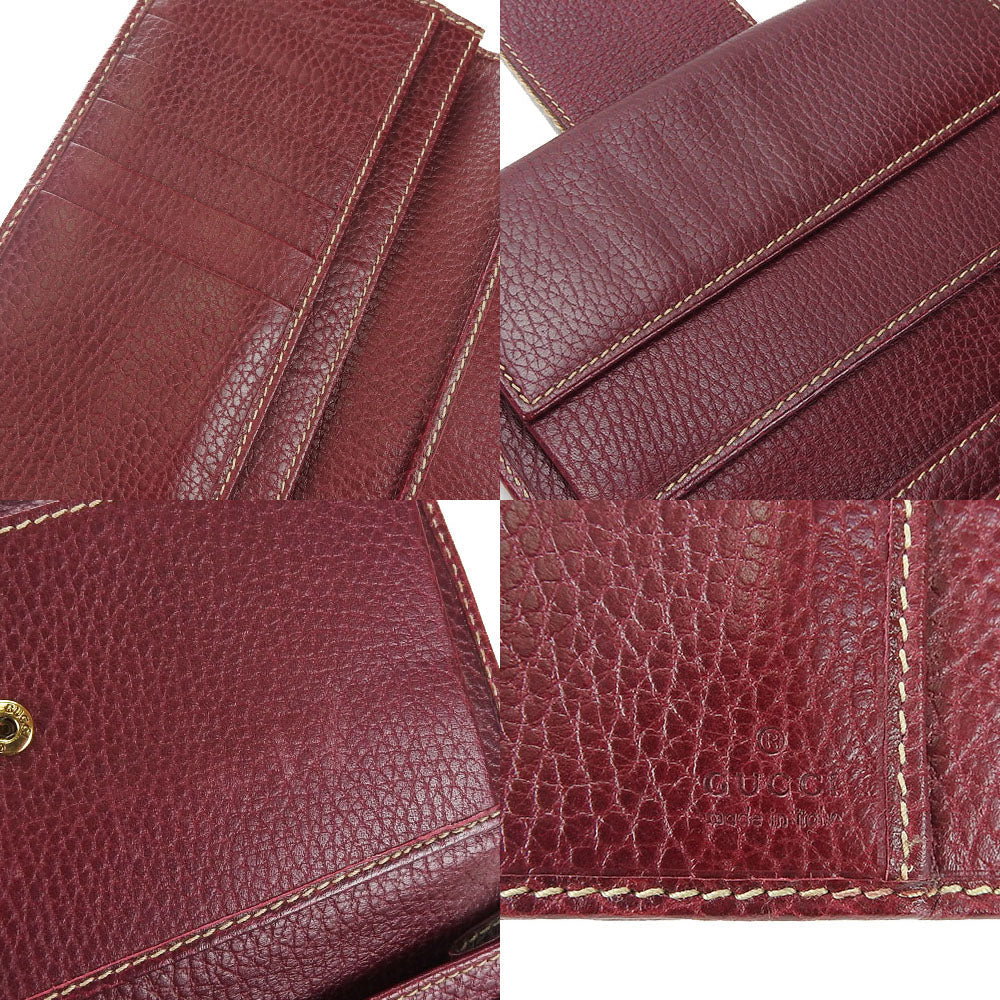 GUCCI Long Wallet Purse 181668 leather Bordeaux Women Used