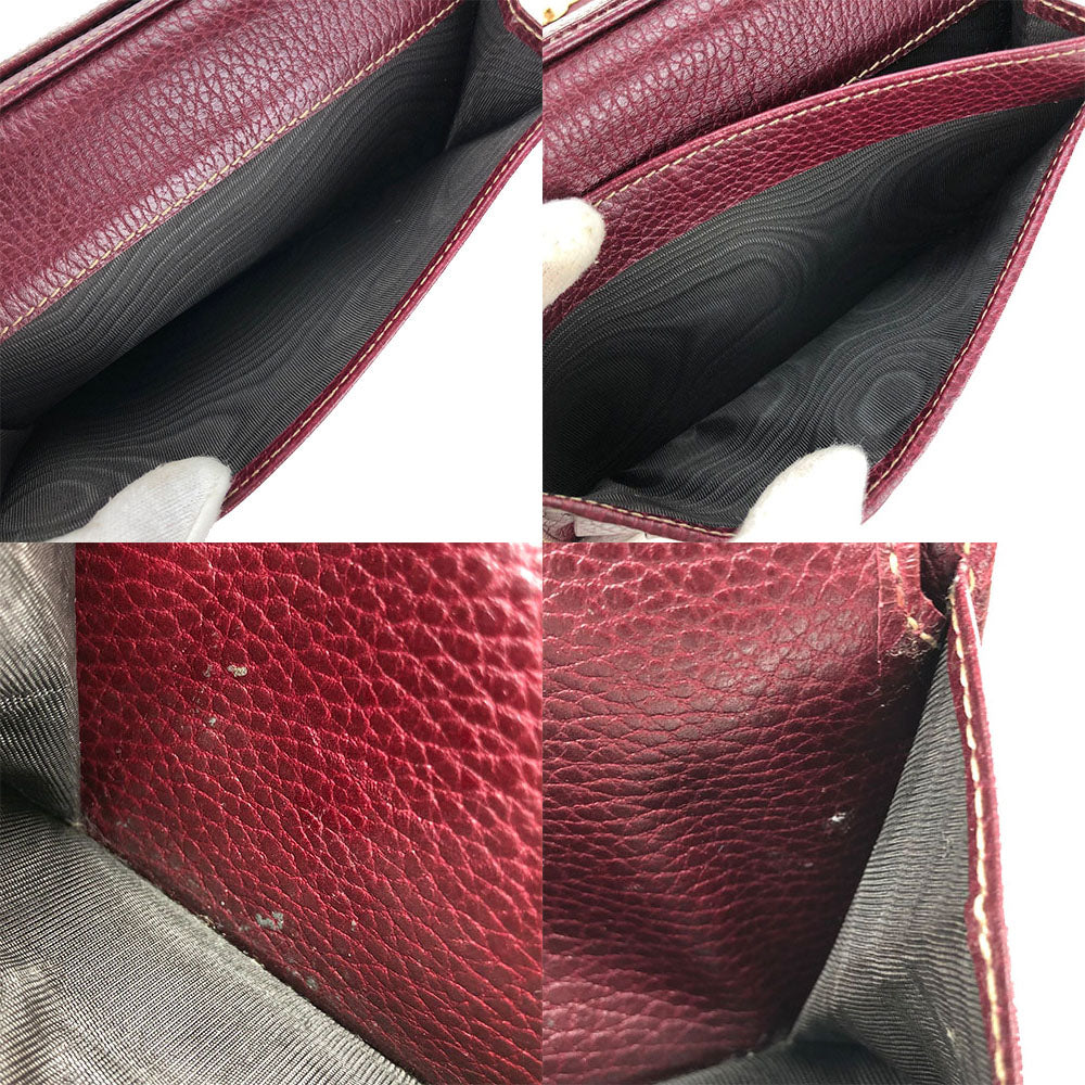 GUCCI Long Wallet Purse 181668 leather Bordeaux Women Used