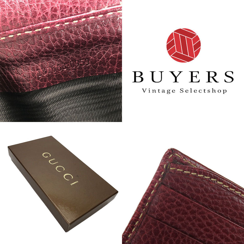 GUCCI Long Wallet Purse 181668 leather Bordeaux Women Used