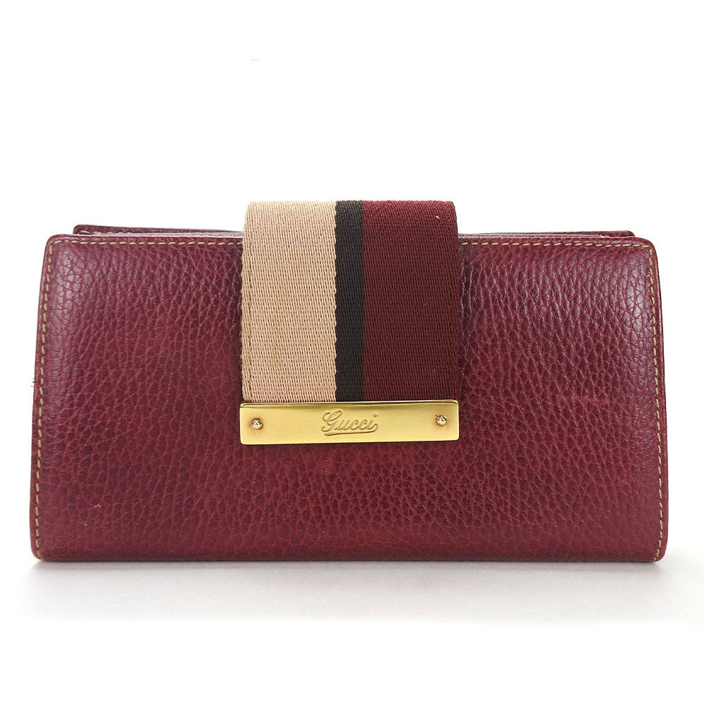 GUCCI Long Wallet Purse 181668 leather Bordeaux Women Used