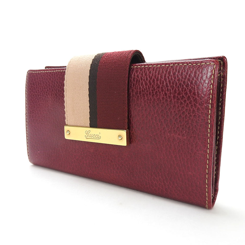 GUCCI Long Wallet Purse 181668 leather Bordeaux Women Used