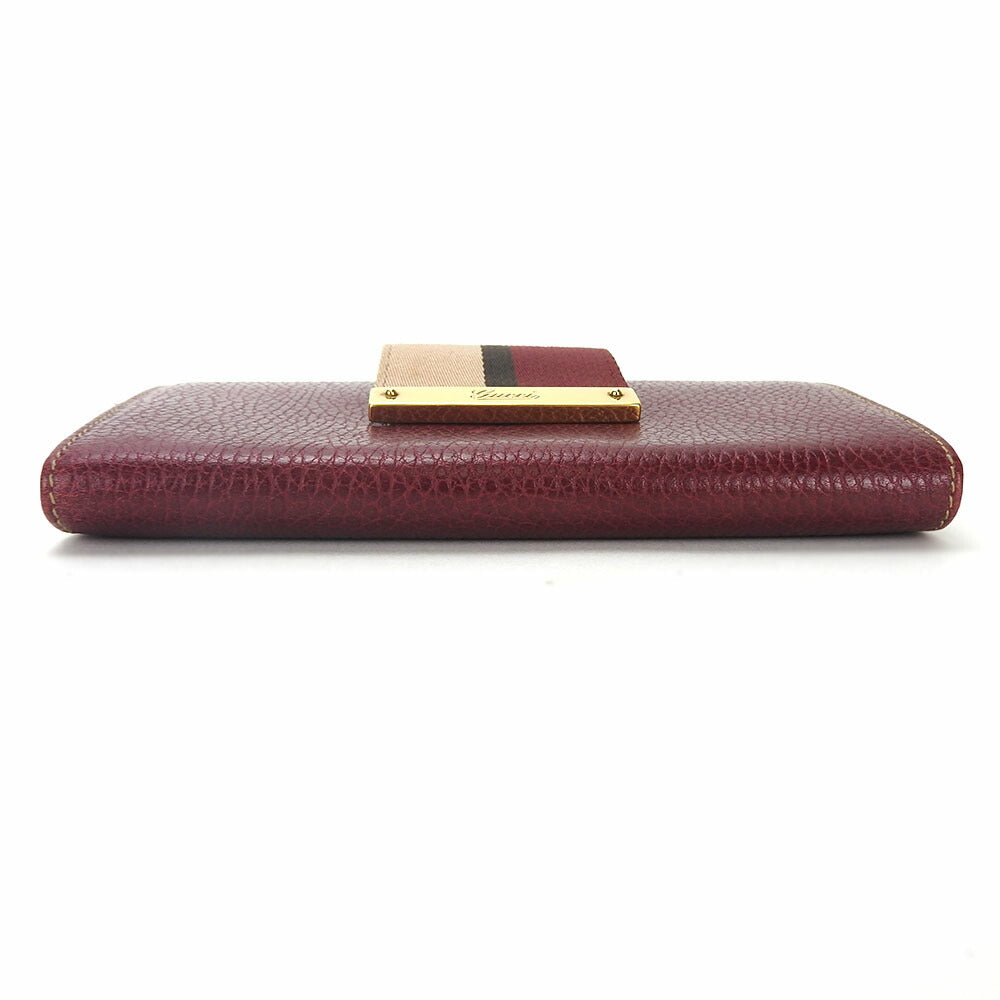 GUCCI Long Wallet Purse 181668 leather Bordeaux Women Used