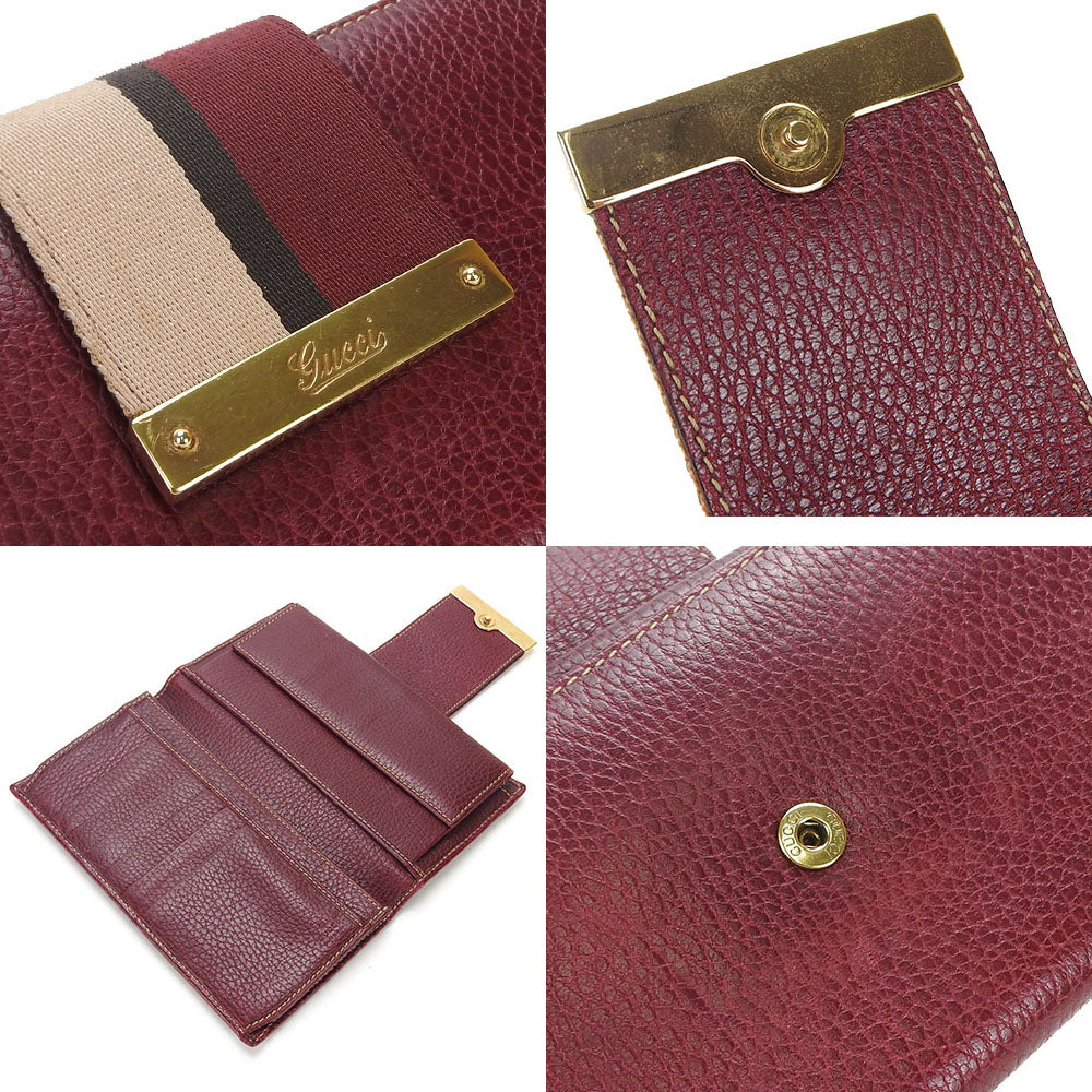 GUCCI Long Wallet Purse 181668 leather Bordeaux Women Used