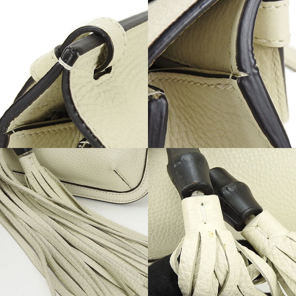 GUCCI Shoulder Bag 370826 leather white Bamboo daily Women Used