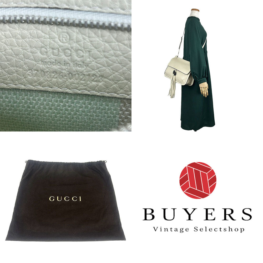 GUCCI Shoulder Bag 370826 leather white Bamboo daily Women Used