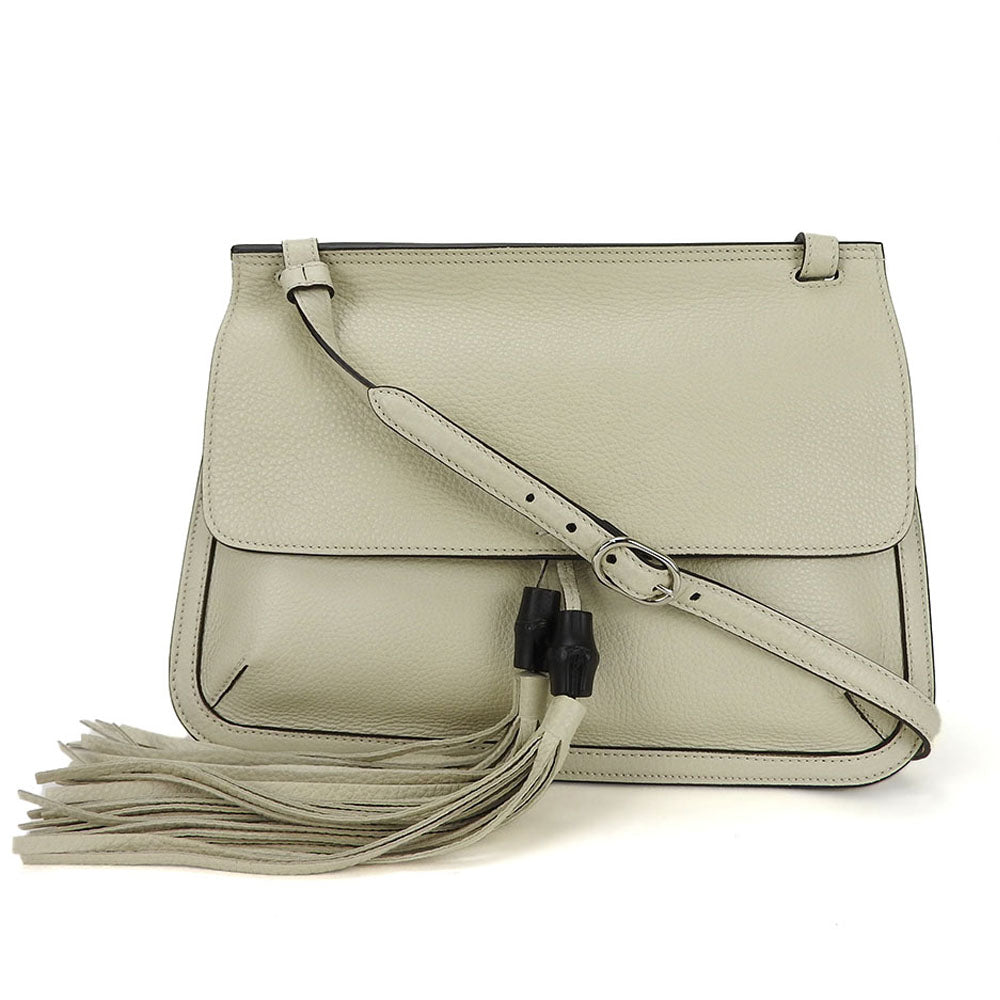 GUCCI Shoulder Bag 370826 leather white Bamboo daily Women Used