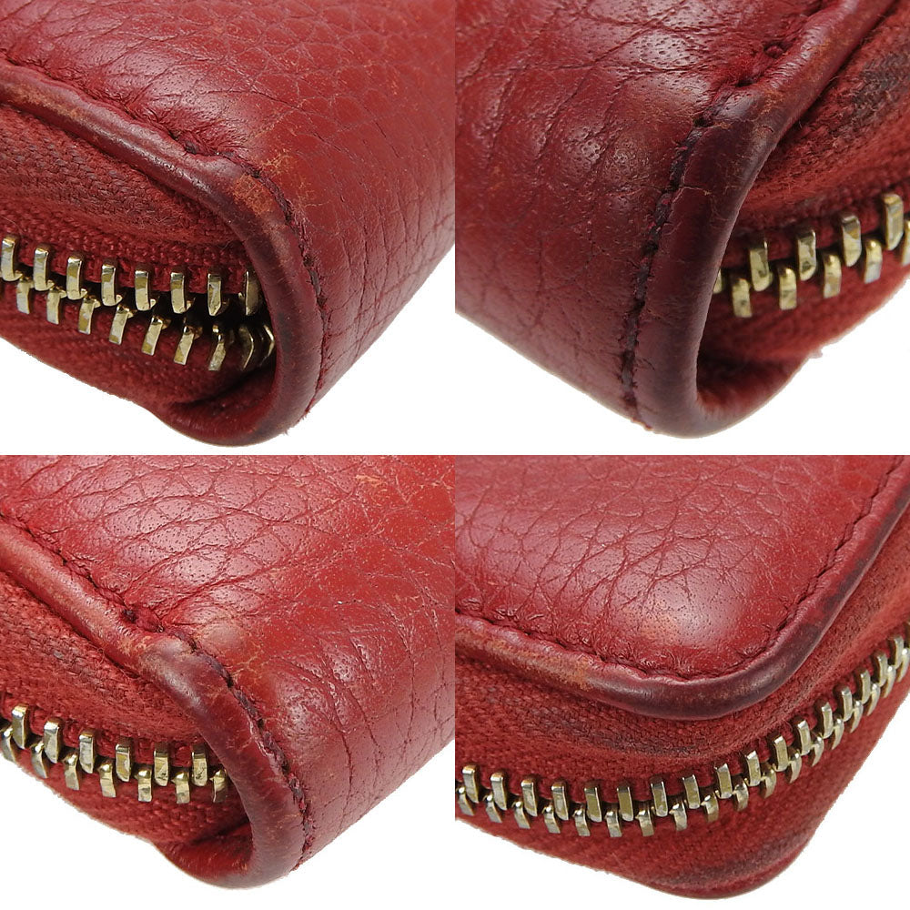 GUCCI Long Wallet Purse 308004 leather Red Zip Around Fringe Zipper Soho Interlocking G Women Used