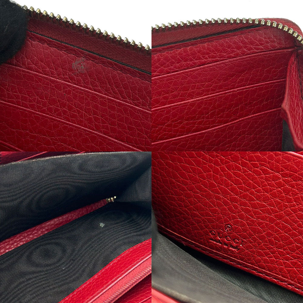 GUCCI Long Wallet Purse 308004 leather Red Zip Around Fringe Zipper Soho Interlocking G Women Used