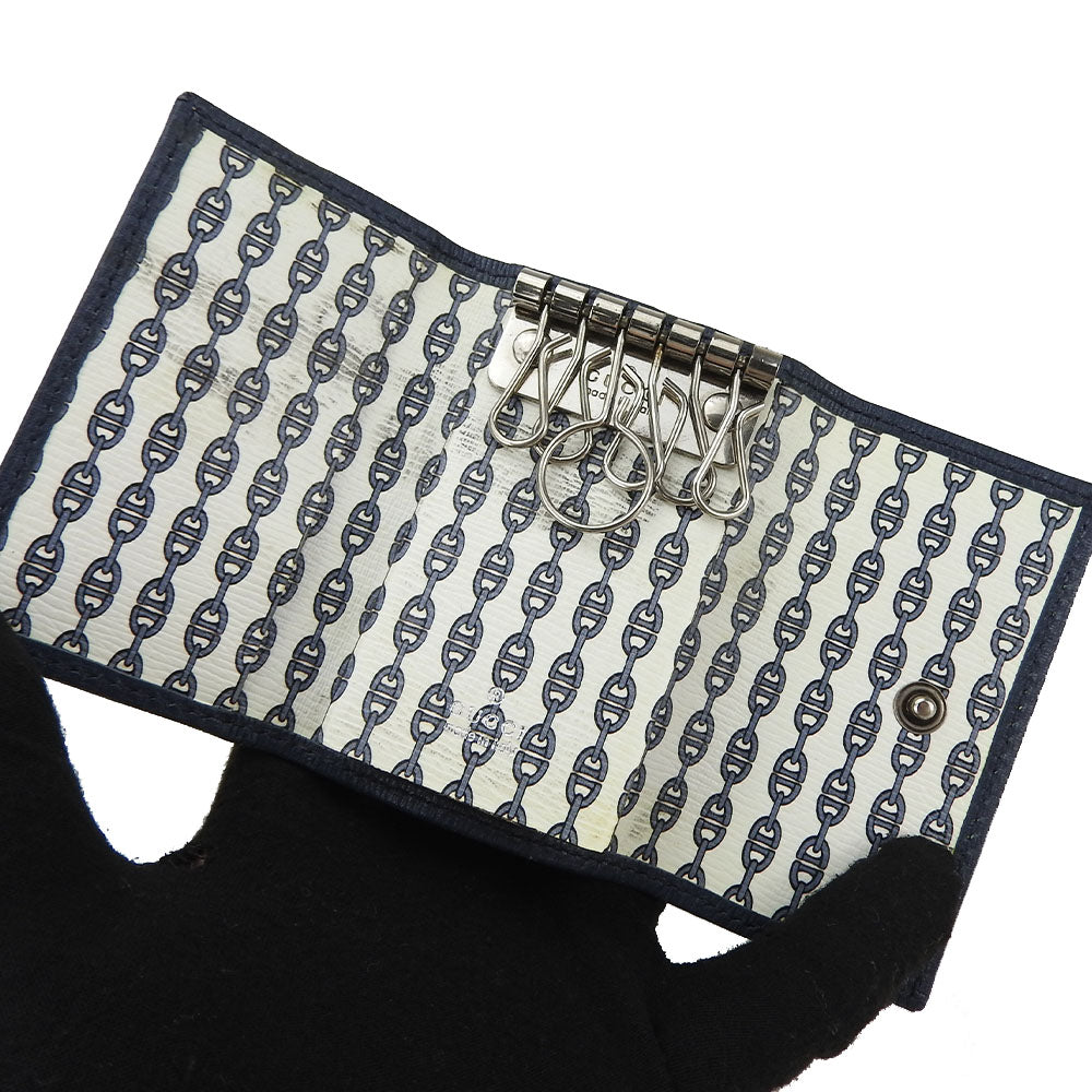 GUCCI Key case Key holder  256337 leather Navy Interlocking