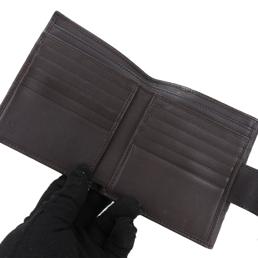 GUCCI Bifold Wallet 203549 Sima leather Brown Guccisima Women Used