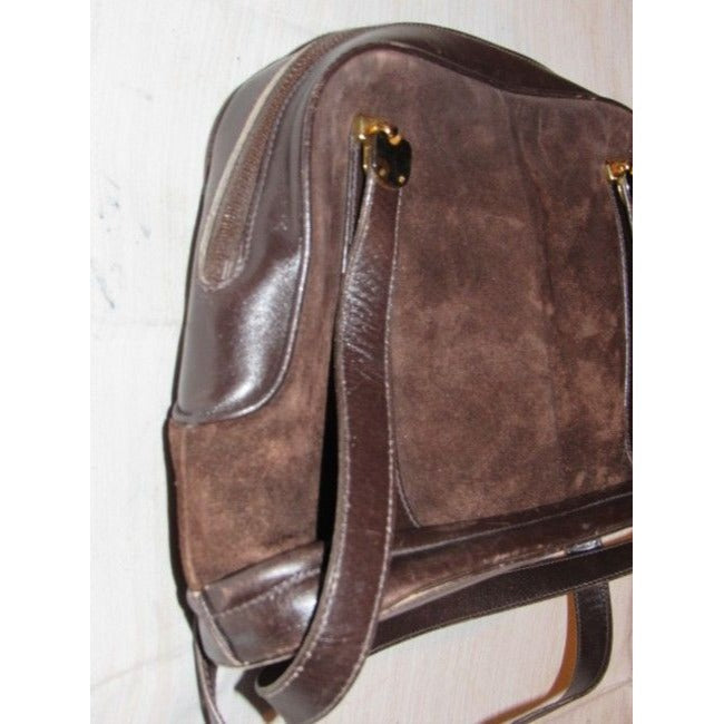 Gucci Vintage Pursesdesigner Purses Dark Brown Suede And Leather Leathersuede Satchel