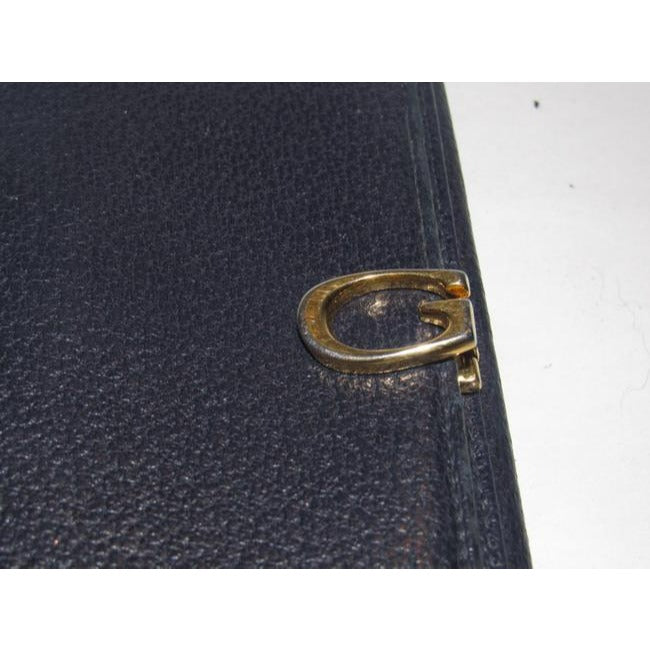 Gucci Navy Leather Exterior And Lining With Gold G Hinge Closure Vintage Wallet