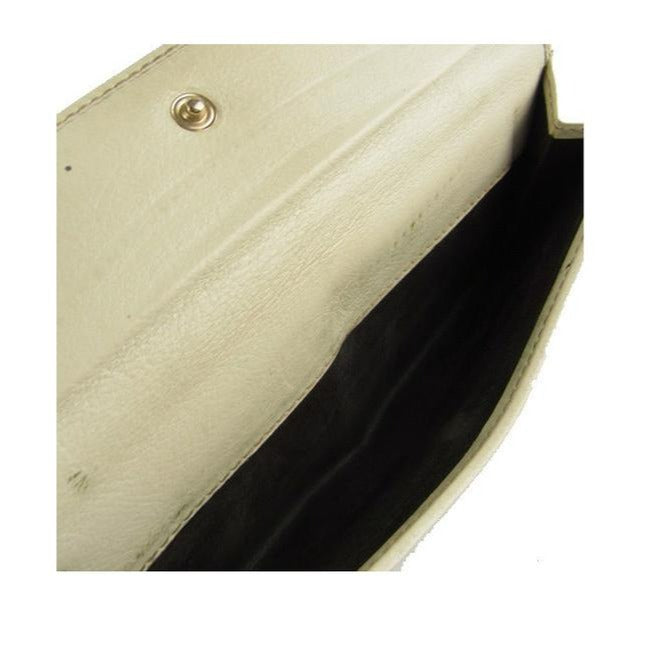 Gucci White Leather With Gold G Hinge Closure Vintage Wallet