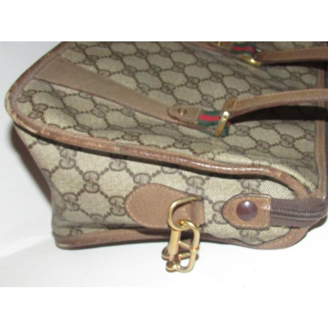Gucci Vintage Pursesdesigner Purses Brown Large G Logo Print Coated Canvas And Brown Leather With Re