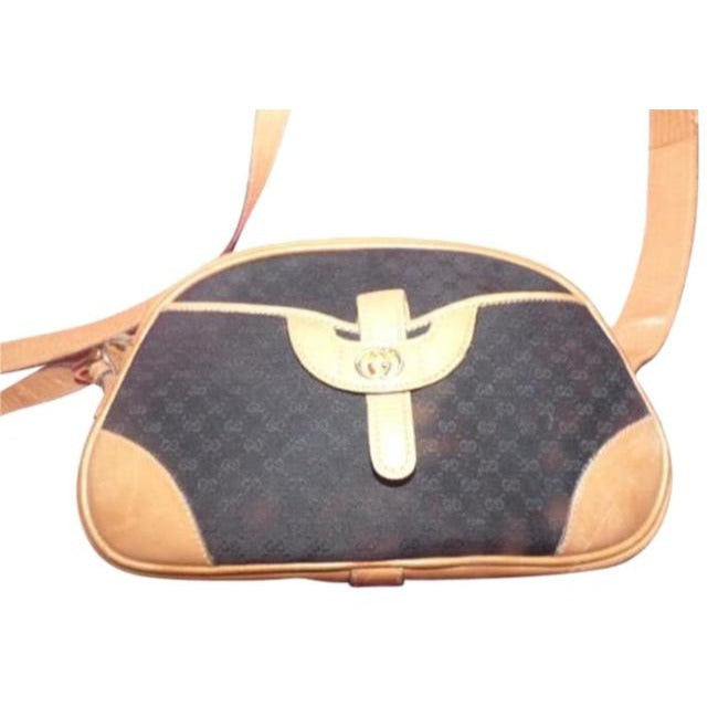 Gucci W Micro Guccissima Print Canvasleather Exterior Pocket Black Leather And Gg Leather Satchel