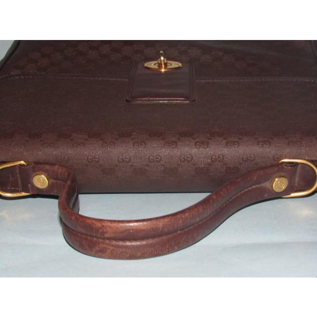 Gucci Vintage Pursesdesigner Purses Brown Small G Logo Print Coated Canvas And Brown Leather Leather