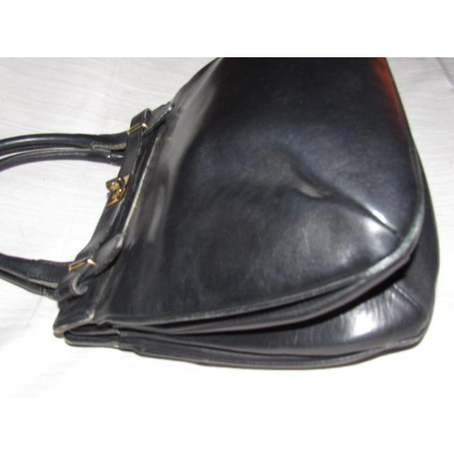 Gucci Padlock Top Handle Bag W Hinged Topcompartments Black Leather Satchel