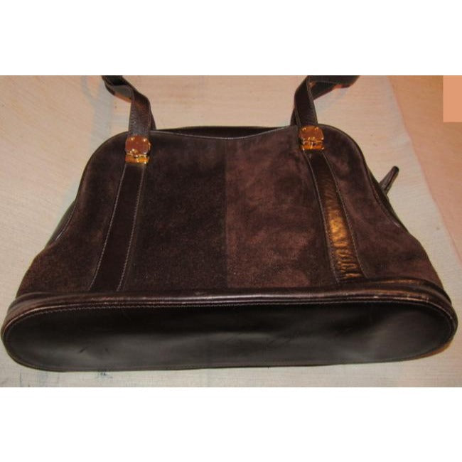 Gucci Vintage Pursesdesigner Purses Dark Brown Suede And Leather Leathersuede Satchel