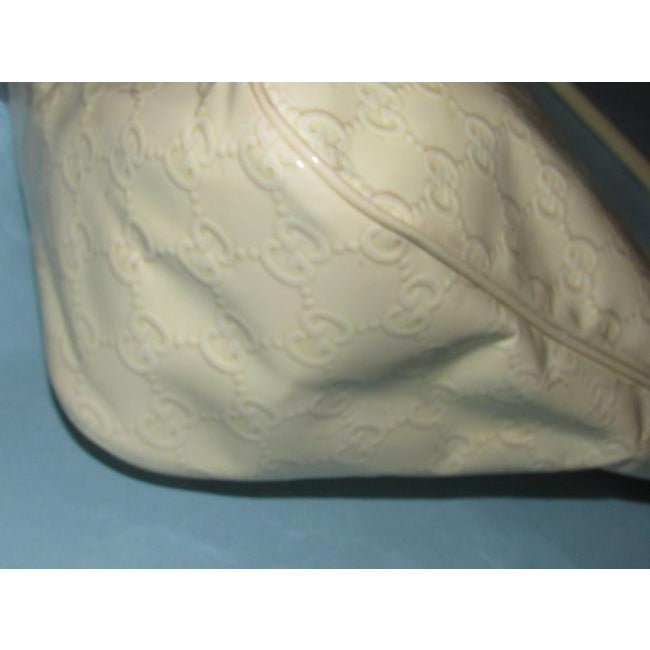 Gucci Abbey Vintage Yellow Large G Logo Print Patent Leather Hobo Bag