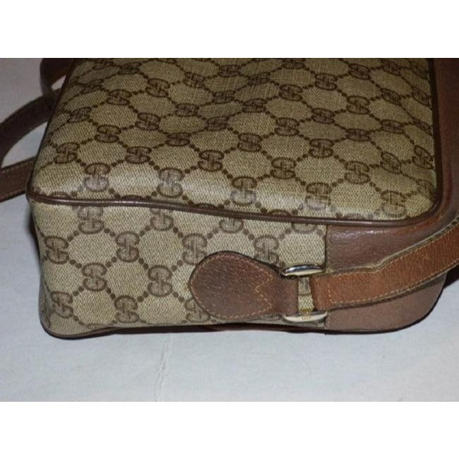 Gucci Vintage Gg Web Shades Of Brown With Large G Logo And Red Green Stripe