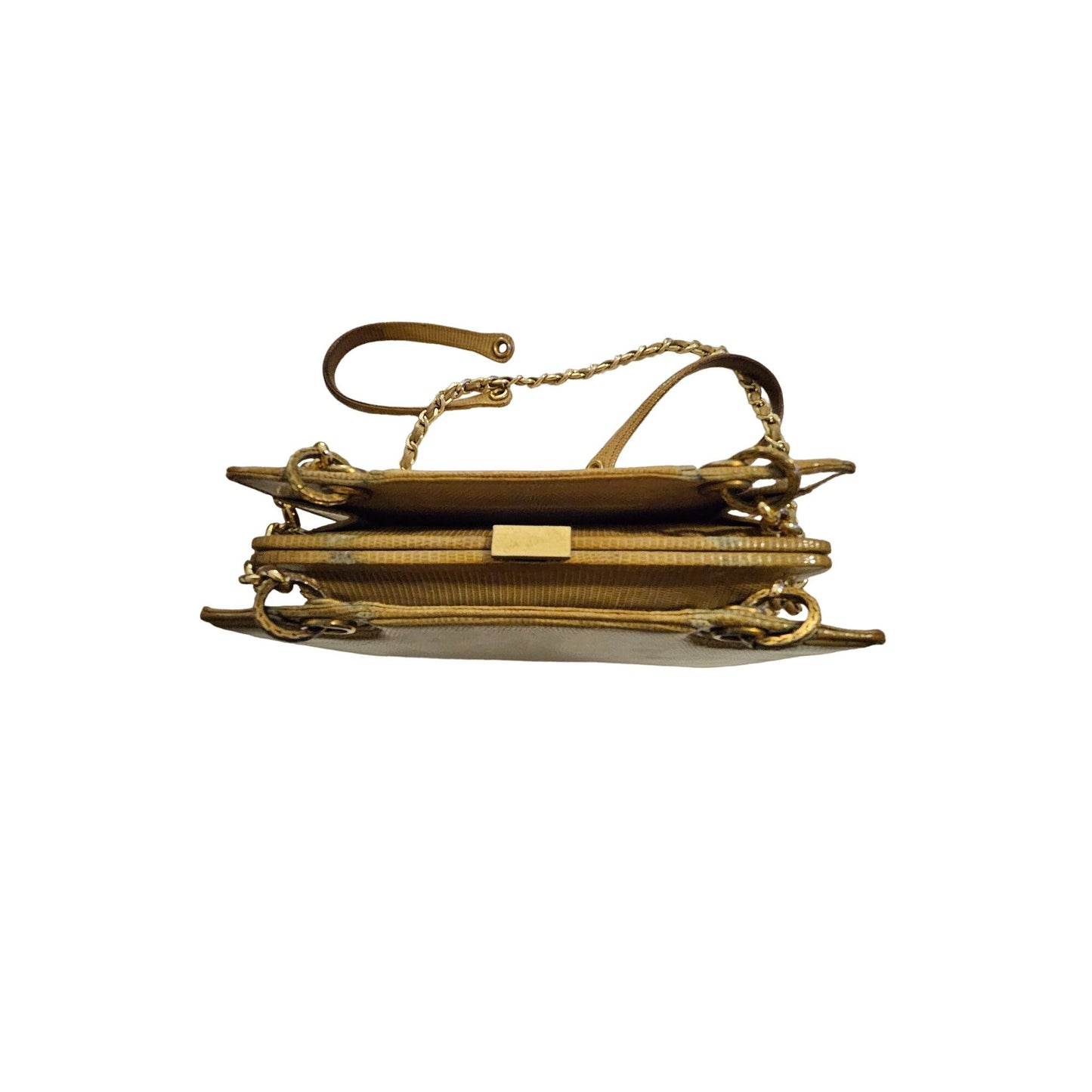 Gucci honey reptile leather two way bucket bag w chain strap