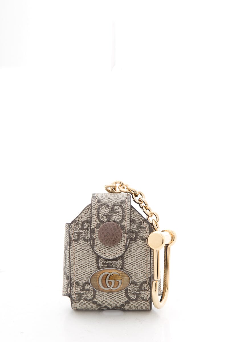 Gucci Monogram Logo Airpod Holder Keychain NWT