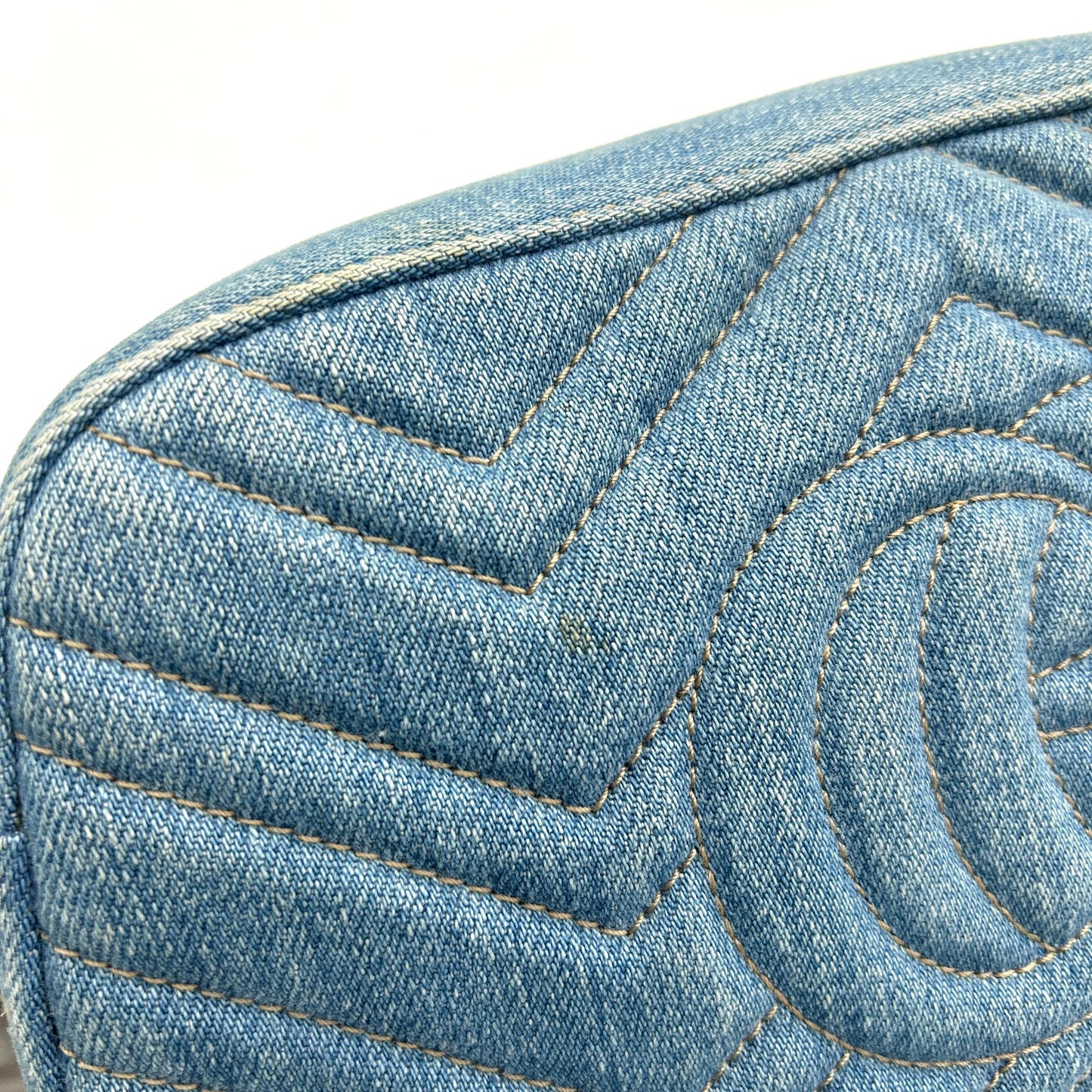 Gucci Floral GG Marmont Denim Camera Bag - Blue Crossbody Bags, Handbags LA24878