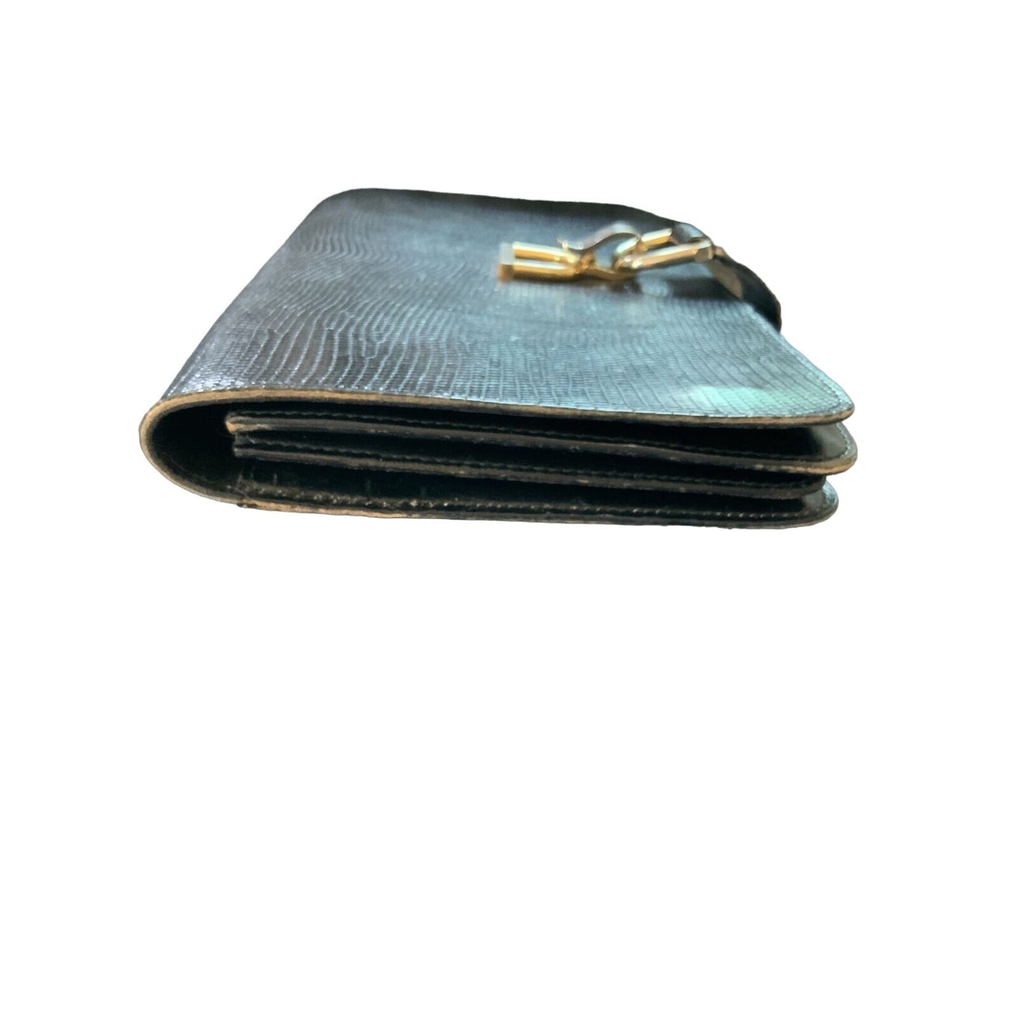 Gucci rich midnight blue lizard skin leather two-way purse