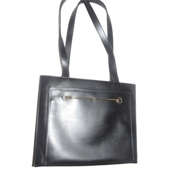 Gucci Tom Ford Era Black Leather Skinny Horse-bit Tote Bag