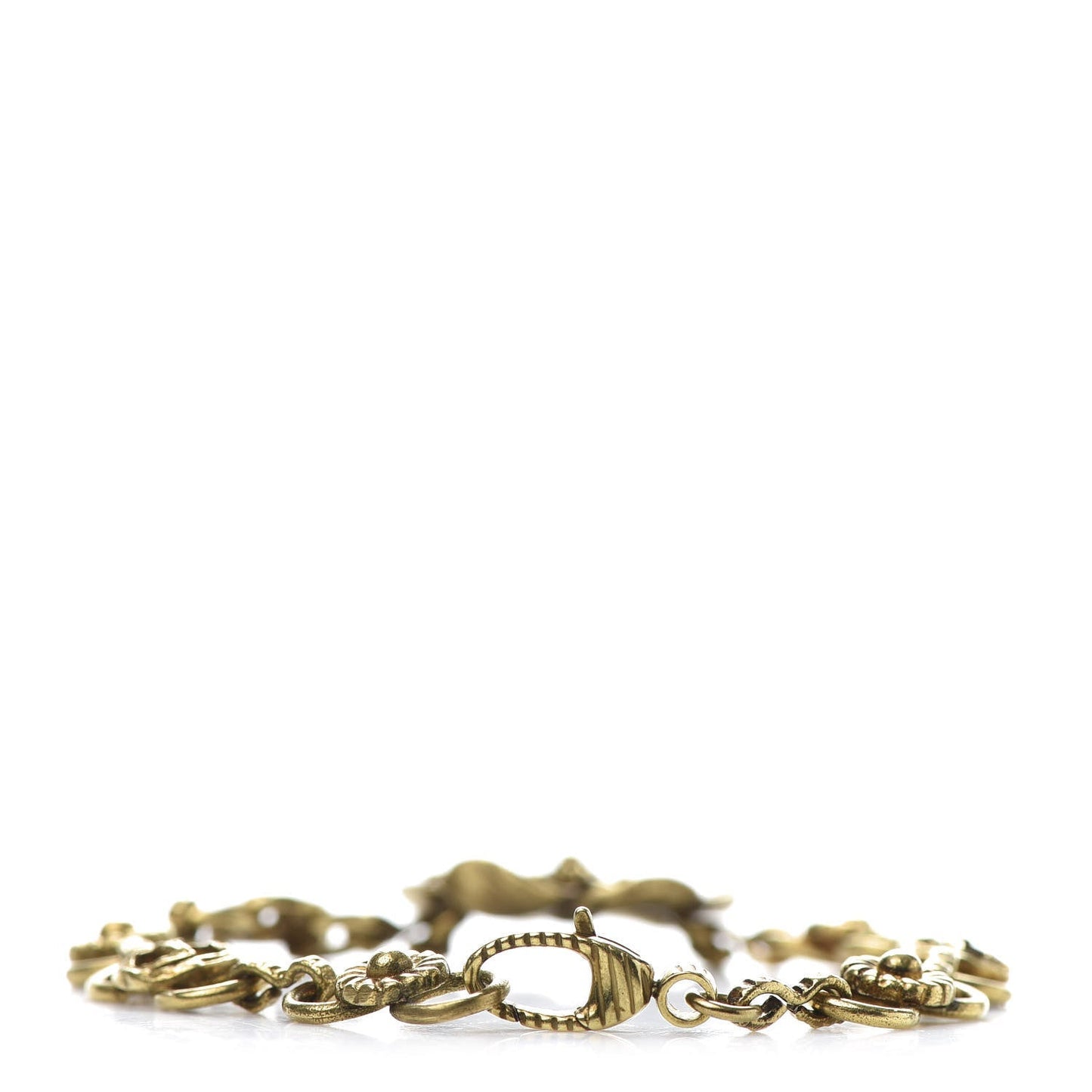 Gucci Metal Floral Bracelet in Aged Gold