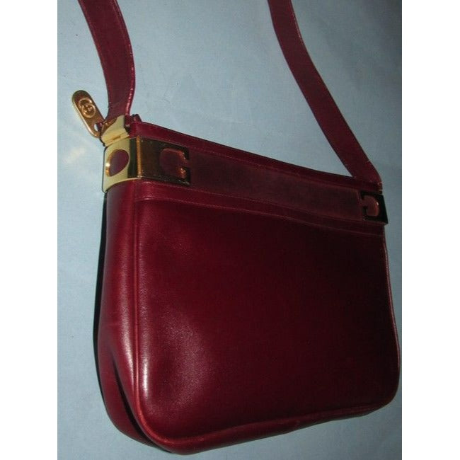 Gucci Supreme Shoulder Bucket With Gold Gg Accents On Top Burgundy Leather Hobo Bag