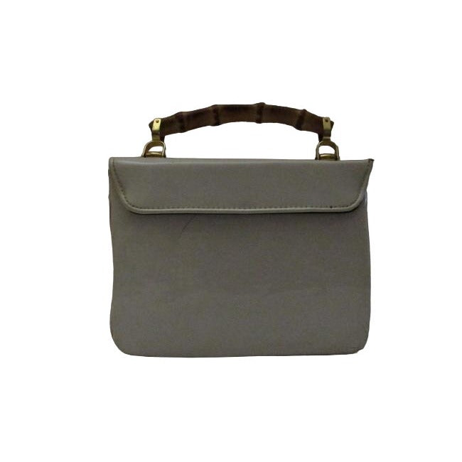 Gucci Box W Lunch Bamboo Handle White Patent Leather Satchel