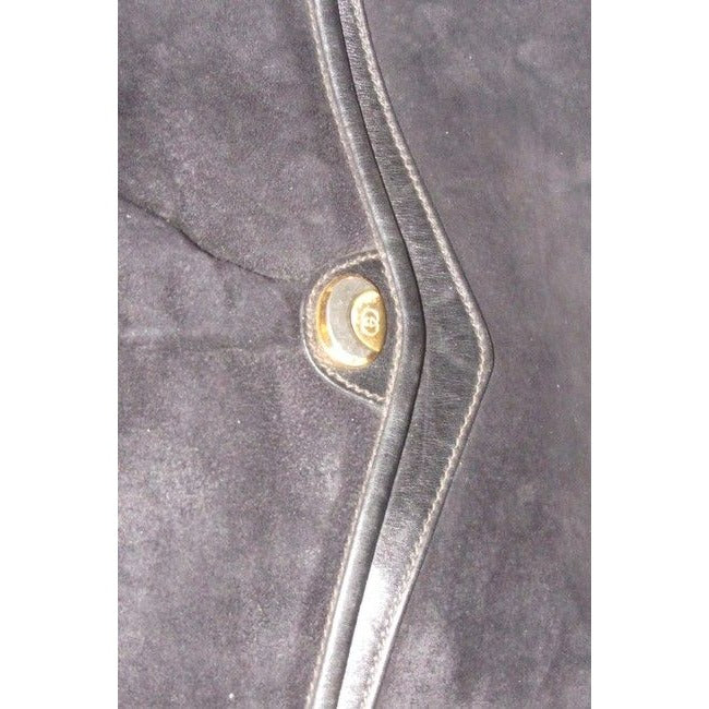 Gucci Vintage Shoulder Black Suede And Leather With Gold Chain Accents Hobo Bag
