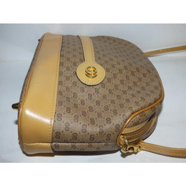 Gucci Vintage Purses Shades Of Brown Leather Coated Canvas Cross Body Bag
