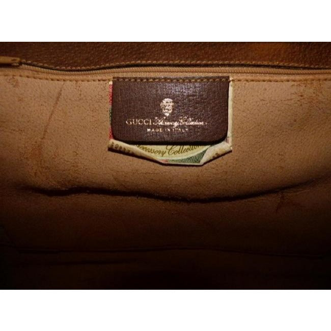 Gucci Vintage Gg Web Shades Of Brown With Large G Logo And Red Green Stripe