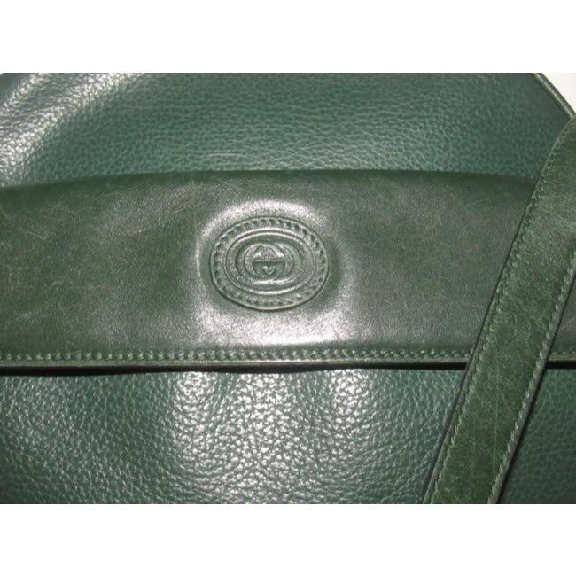 Gucci Round Canteen Style Textured Green Leather Satchel