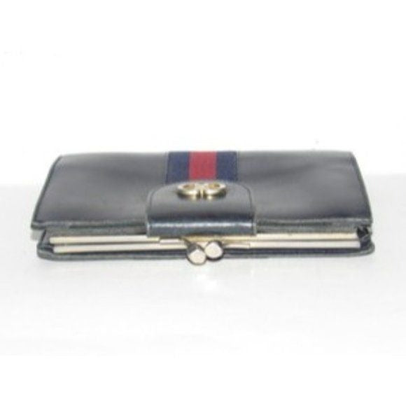 Gucci Navy Blue Leather with Red and Navy Sherry