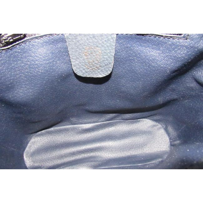 Gucci Blue Hard Boxy Leather Bucket Bag w red/blue stripe